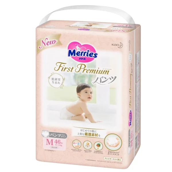 MERRIES First Premium sauskelnės-kelnaitės M 6-11 kg, 46 vnt.